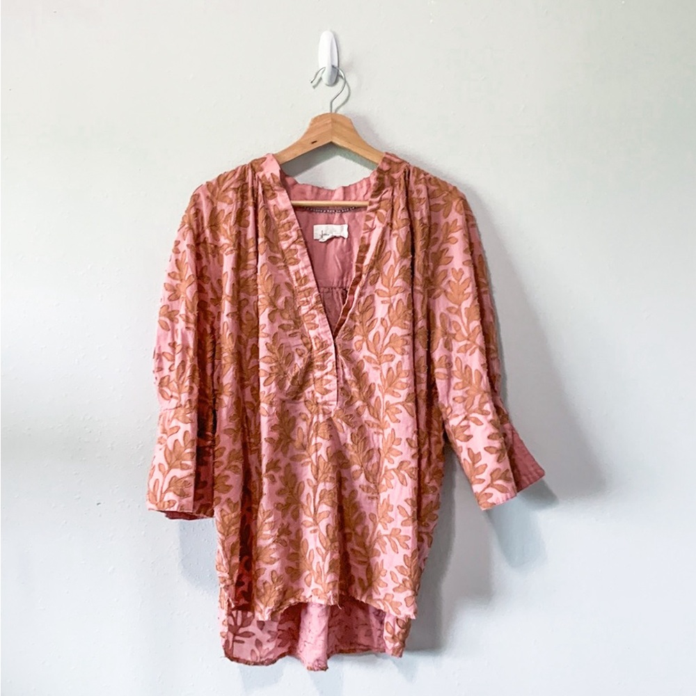 Anthropologie Floral Popover Blouse
